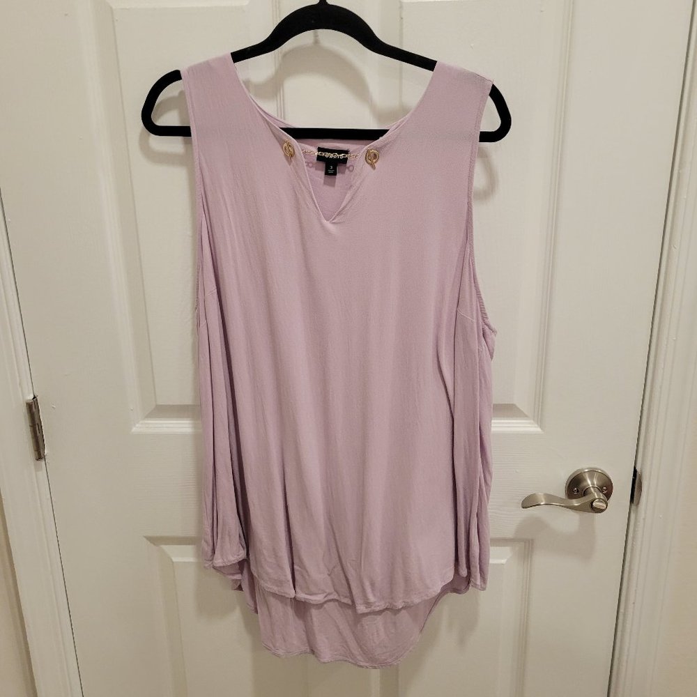 Lavender Purple Crepe Chain Front Tank